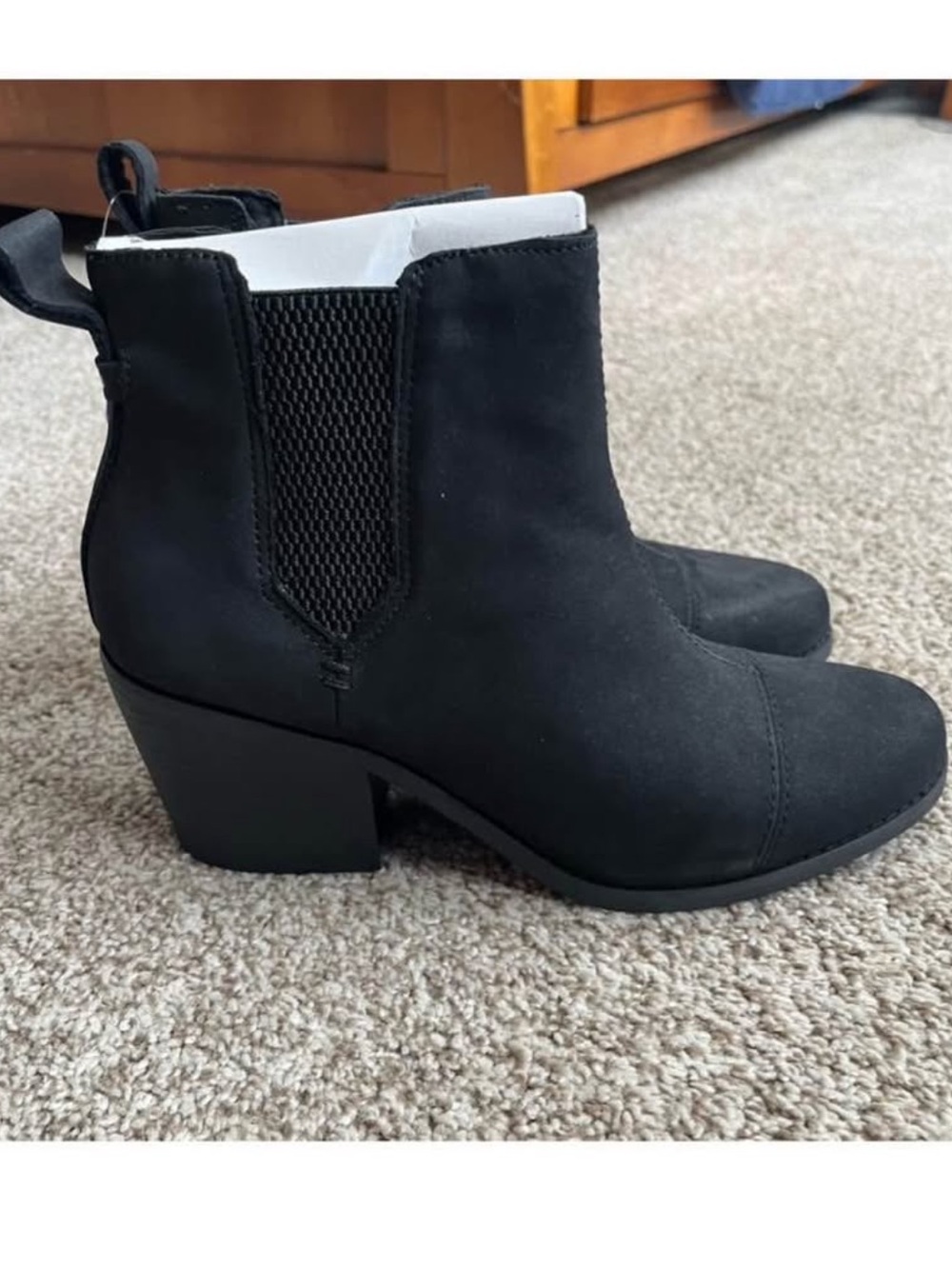 NWT TOMS Everly Black Oiled Nubuck Ankle Boots Size 7.5